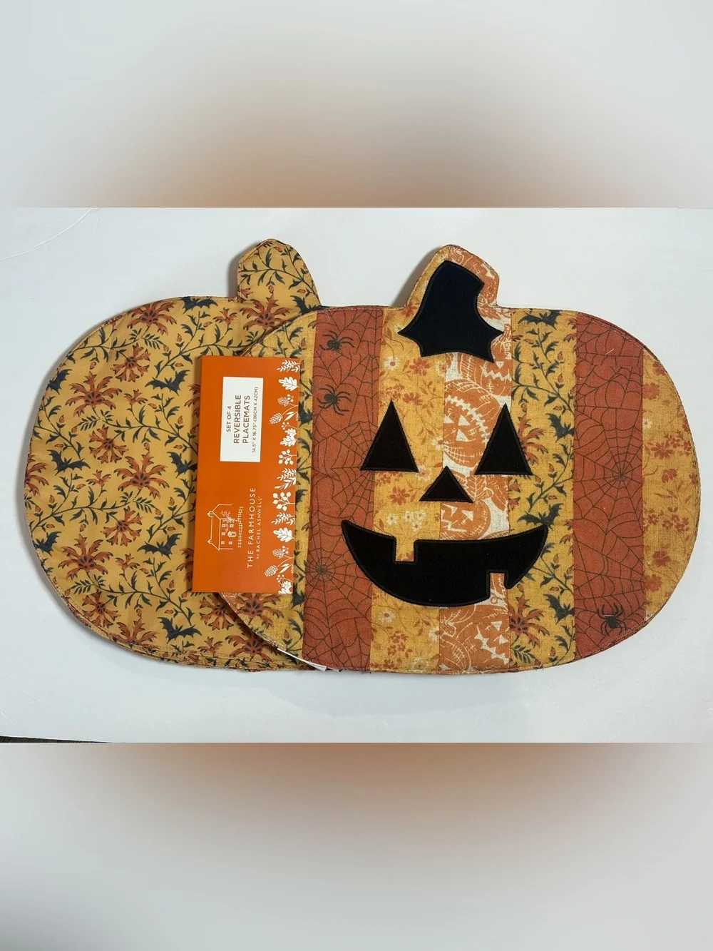 The Farmhouse Rachel Ashwell Jack-o-Lantern Fall Reversible Placemats Set 4